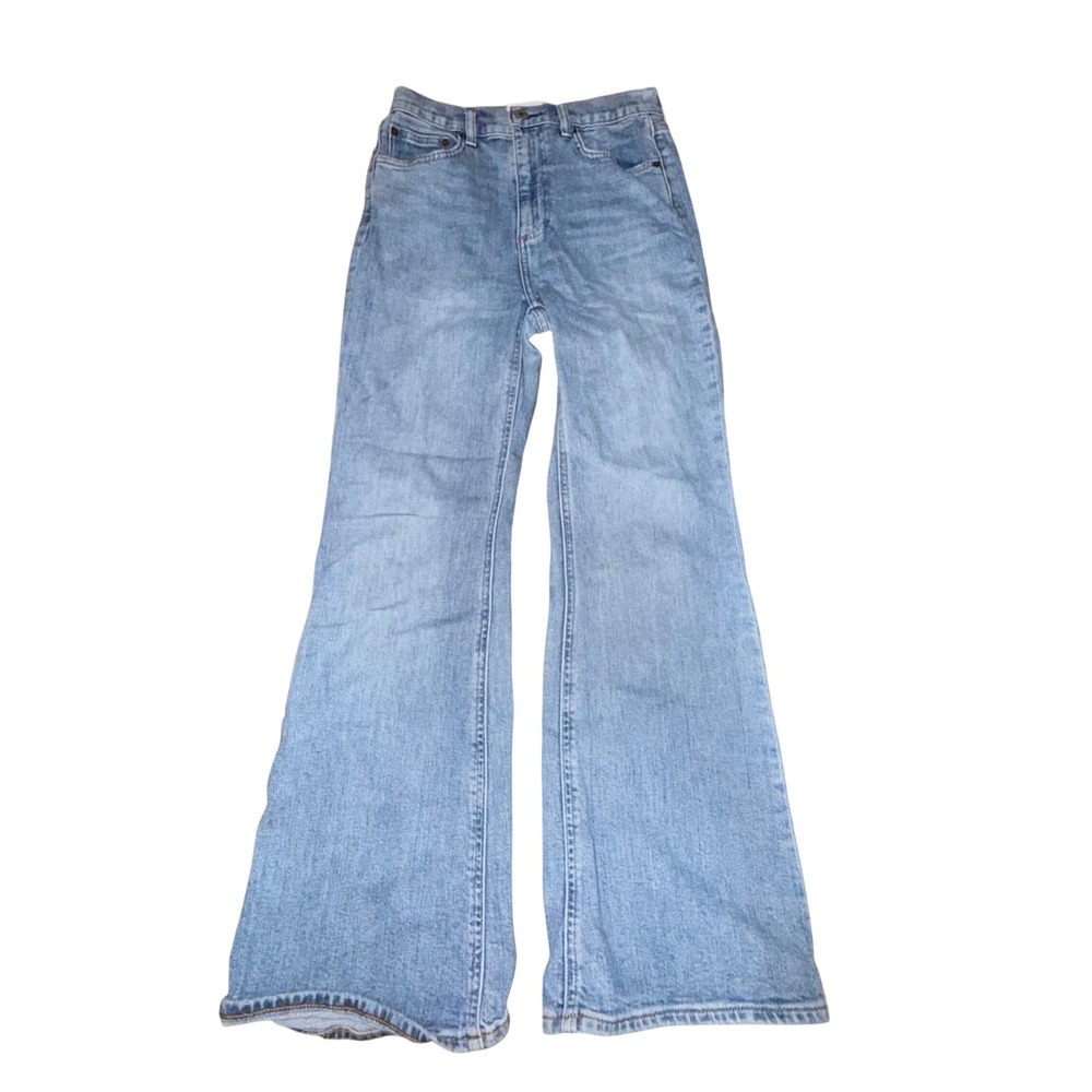 Denim Forum The Twiggy High Rise Flare 26 Light Blue Jeans‎ 70s Boho Retro